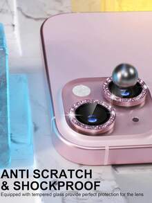 BOLLYMORE 3片装粉色金属环摄像头镜头保护膜，兼容 17 Pro Max / 17 Pro / 17 Air / 17 / 16 Pro Max / 16 Pro / 15 Pro Max / 15 Pro / 14 Pro / 13 Pro / 12 Pro / 11 Pro Max：9H硬度钢化玻璃 - 兼容手机壳设计，防指纹涂层，奢华美观，提升夜间拍摄效果（无气泡，兼容闪光灯，高清晰度） - 粉色 - 查看 5