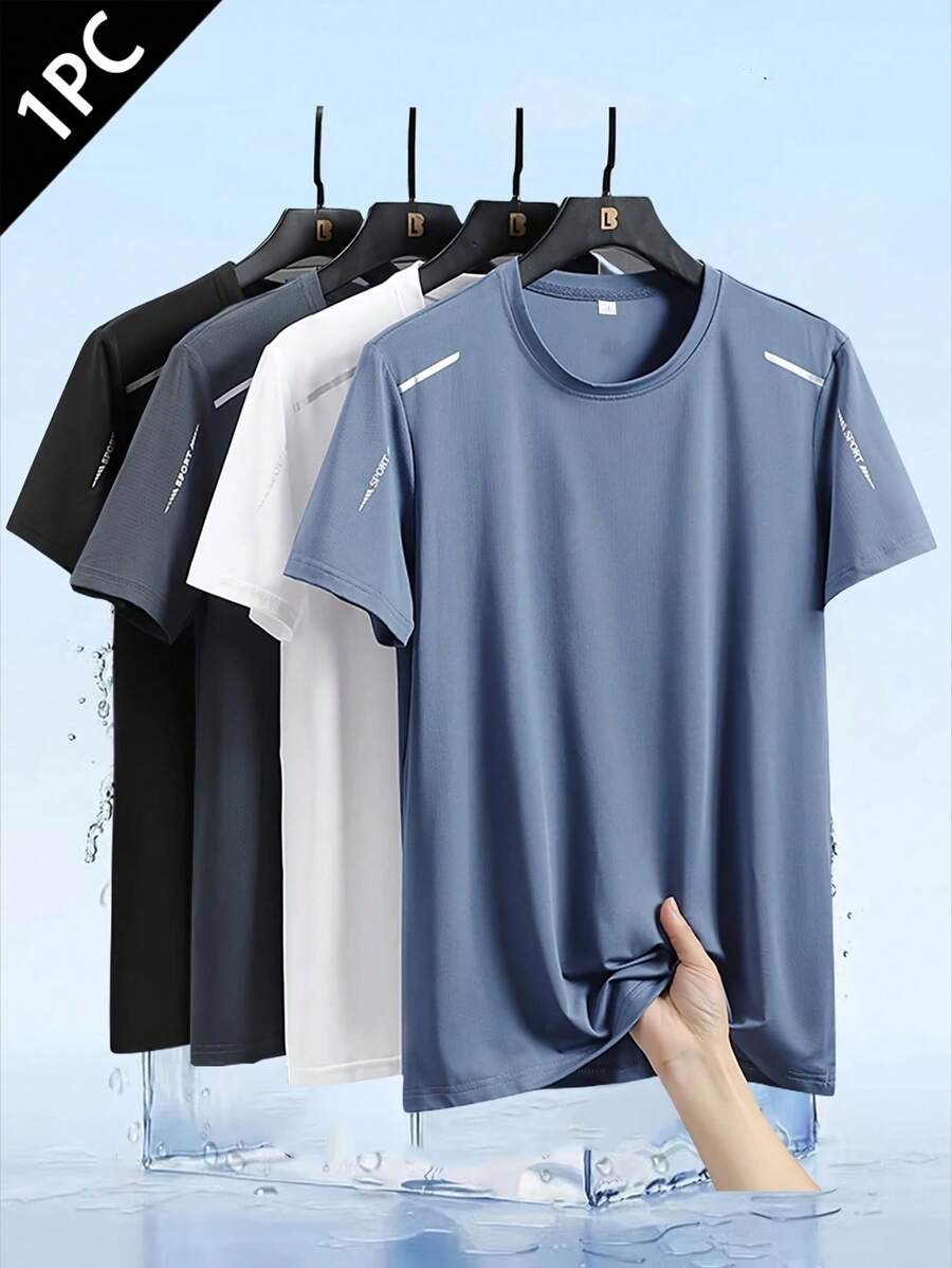 1 Men's Round-Neck Loose-Fit Breathable Sports Short-Sleeve T-Shirt