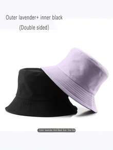 1 件男女通用双面纯色户外太阳帽，时尚防晒渔夫帽 - 彩色 - 查看 18