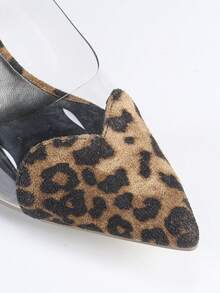 女士尖头细高跟鞋，舒适日常百搭时尚性感豹纹优雅高跟鞋，适合派对礼服，拉长双腿 - 咖啡棕 - 查看 8