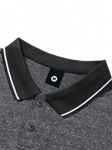 男士夏季短袖Polo衫，印有个性化马球骑手图案，时尚休闲户外服饰，适合跑步、高尔夫、钓鱼、篮球、露营、健身、游泳和海滩等场合，是送给丈夫或男友的绝佳礼物。 - 深灰色 - 查看 5