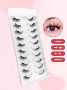 10 Pares de Cílios Postiços Extensão de Olho de Gato e Meia Extensão, Aumentando o Tamanho dos Olhos, Adequado para Festivais, Férias, Encontros e Outras Ocasiões, Tiras de Cílios, Cílios, Cílios Postiços