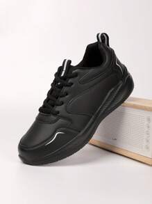 Modische lässige Sport Sneaker für Teenager, Schnürsneaker zum Laufen, schwarzes Stoffobermaterial leicht zu reinigen, EVA-Sohle leicht und bequem rutschfest und langanhaltend, geeignet für den täglichen Gebrauch, alle Jahreszeiten