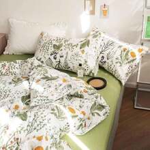 Floral Duvet Cover King Size - Blue Green Yellow White Flower Leaf Botanical Pattern Soft Microfiber Comforter Quilt Cover Set - 3PC 104 X 90 Lightweight Bedding, Farmhouse Style Bedroom For Women Men - Hoa Xanh Lục (Chỉ Bìa) - Xem 4