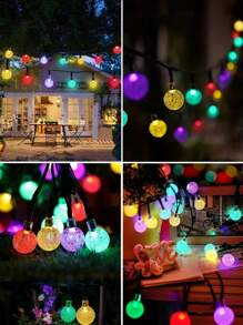 1 pièce Guirlande lumineuse solaire cristalline pour l'extérieur, 100/50/20 LED, 8 modes d'éclairage, étanche IP65, décoration extérieure, convient pour les jardins, les cours, les terrasses, les mariages, les fêtes, Noël, Halloween, la Saint-Valentin et autres guirlandes décoratives (lumière chaude, lumière blanche, lumière colorée, lumière violette)