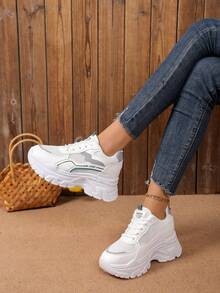 Women's Chunky Sneakers, New 2025 Fashion Thick Sole Casual Athletic Shoes, Comfortable & Breathable