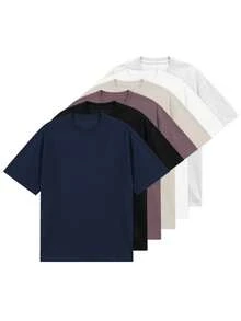 Blueplus Men's Summer Cotton T-Shirt, 220g Weight, 100% Cotton, A Certain Thickness, Versatile And Comfortable To Wear, Very Suitable For Running, Sports, Outdoor Entertainment, | Holiday Gift - Hải quân - Xem 1