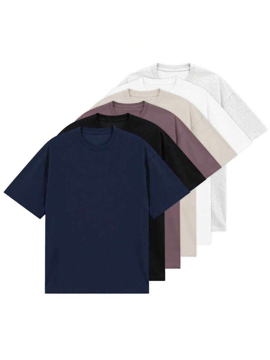 Blueplus Men's Summer Cotton T-Shirt, 220g Weight, 100% Cotton, A Certain Thickness, Versatile And Comfortable To Wear, Very Suitable For Running, Sports, Outdoor Entertainment, | Holiday Gift - Hải quân - Xem 1