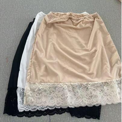 European & American Style Lace Slip Half Slip Skirt, A-Line Skirt, Anti-Sheer Underskirt For Women