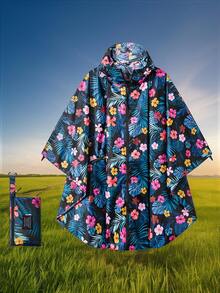 Lightweight Rain Poncho With Zipper, Waterproof Raincoat With Hooded And Pocket, Portable Rain Jacket For Adult Outdoor Activities Summer Cooling, Beach, Travel, Spring Summer Picks, Brides Maid Gifts, Room, Bedroom Decor, Bedroom Decor, Beach, Travel, For Men, For Women, Vacation,Cute Stuff - Multicolor - View 2