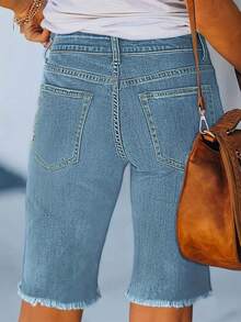 Women's Fashionable Elastic Denim Shorts - Easily Create Stylish And Versatile Daily Looks Summer Casual - Light Wash - View 6
