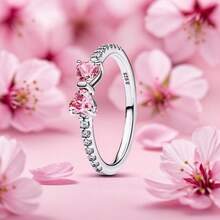 1 Pezzo Anello in Argento Sterling con fiocco, elegante rosa, rosso, bianco, adatto per il temperamento semplice e dolce delle donne, nuovo - anello di prua - Visualizzare 5