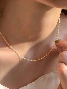 1 件女士时尚项链，适合日常佩戴 - 金黃色 - 查看 1