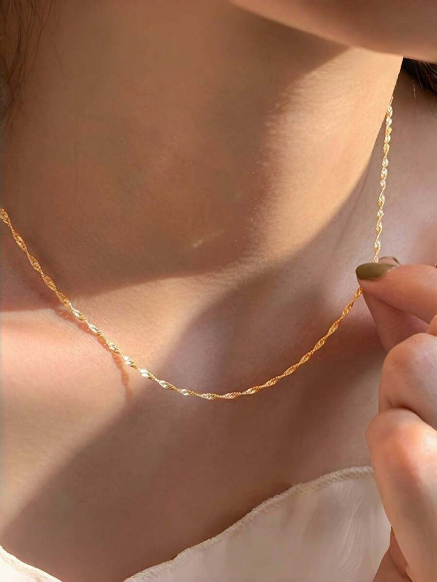 1 件女士时尚项链，适合日常佩戴 - 金黃色 - 查看 1
