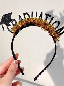 1 件儿童简约花卉玫瑰图案发箍头带，毕业时尚发饰