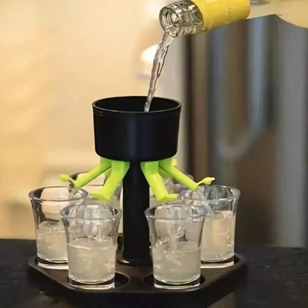 1 Stück 6-Tassen Alkohol Spender mit Ständer, 6-Gläser Multi-Getränke Spender zum Befüllen von Flüssigkeiten, Cocktail Spender für Outdoor-Partys und Bars, Party-Zubehör, Feiertags-Zubehör