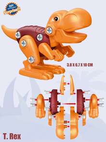 儿童恐龙玩具，恐龙积木，可重复使用玩具，可拆卸恐龙模型，STEM教育3D拼装玩具，DIY拼装套装，易于组装和携带，3岁以上儿童的理想礼物，包含钻头，颜色随机