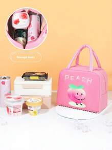 1pc Student Fruit Pattern Cartoon Lunch Box Bag, Durable Oxford Cloth, Easy To Clean, Hands Can Keep Warm And Cold Proof, Suitable For Carrying And Storing In Schools, Offices, And Outings - Outdoor Travel - Back To School Season