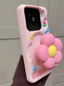 Funda de teléfono con soporte de flor de silicona estilo coreano compatible con Huawei Nova 13 Pro, Nova 12, Nova 11, Mate 70, Mate 60, P70, P60, P50 Pro, New Nova 13, resistente al agua, a golpes, a caídas y a arañazos - Rosa - Ver 9