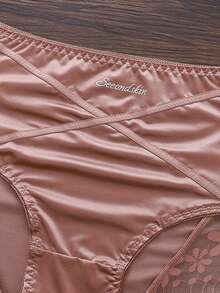 5 Pcs Ladies Sexy Semi-Transparent Lace Panties In Solid Satin Color - Multicolor - View 6