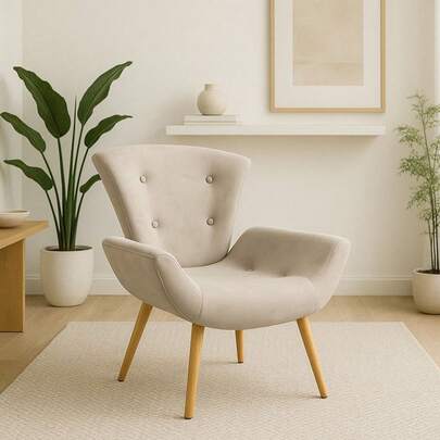 Poltrona Decorativa Aveludada Poltronas Canoa Resistente para Sala Escritório Loja Quarto