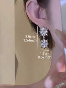 1 par de pendientes de lujo con diseño de estrella de mar y flor, con incrustaciones de resina, estilo minimalista elegante, adecuado para mujer en vacaciones, fiestas y uso casual