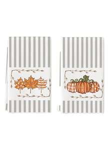 2 peças de folhas de abóbora, listras de peru, xadrez de búfalo, pote de vidro, toalhas de cozinha de fazenda, toalhas de cozinha sazonais, colheita de frutas, outono, Halloween, vintage, toalhas de prato decorativas, toalhas de prato de cozinha, toalhas de mão, toalhas de chá, toalhas de prato de secagem de cozinha para mesa de restaurante - Branco - Ver 4