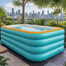 1 pieza Piscina portátil y plegable extra grande con bomba infladora, entretenimiento acuático de verano para el patio trasero, material de PVC grueso, sin necesidad de electricidad, para fiestas en la piscina y natación familiar