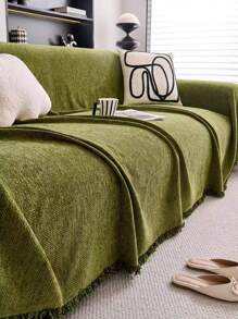 1 pieza Cubresofá de unicolor tipo toalla, manta decorativa para sofá, funda protectora de chenilla para sofá, apta para todas las estaciones, adecuada para dormitorio y sala de estar, decoración del hogar