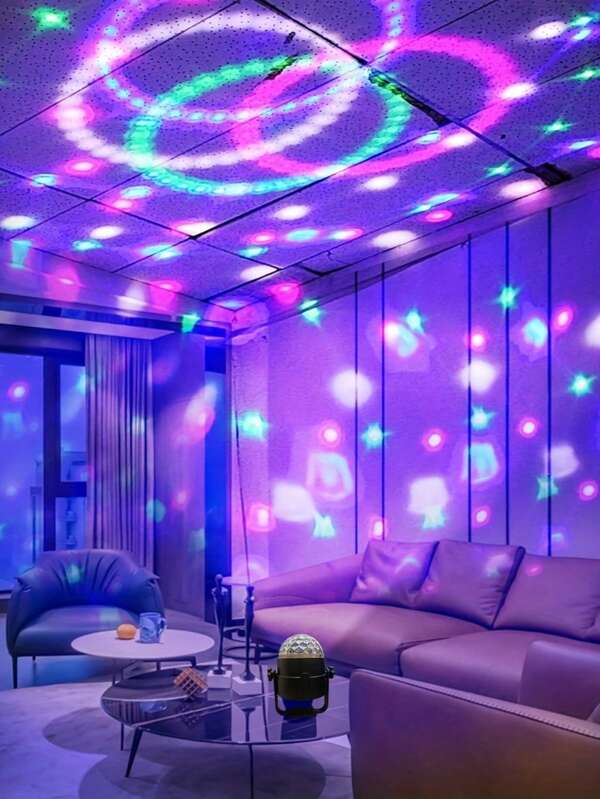 USB Powered Disco Ball Light Set, RGB LED Party Lights With Music Rhythm Control, Polished Rotating Magic Ball, Flashing Indoor DJ Lighting For Various Rooms - Plastic Material, No Remote Control