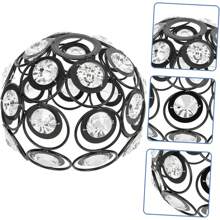 1 Pezzo Elegante Paralume Circolare di Cristallo Inciso Trasparente con Cornice in Metallo Oro e Nero, Decorazione con Cristallo Scintillante Riflettente, Design Unico