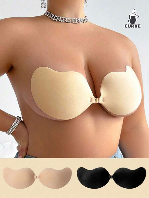 Cubiertas invisibles de silicona para pezones, sujetadores sin tirantes con forma de mango autoadhesivos, lencería y pétalos de pecho para mujeres, pegatinas elevadoras y realzadoras del busto para senos pequeños para el verano. Por favor, limpie el área del pecho antes de usar.