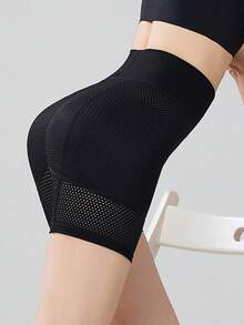 女士提臀提臀塑身裤，带可拆卸臀部垫，蕾丝边修身塑身内裤 - 黑色 - 查看 3