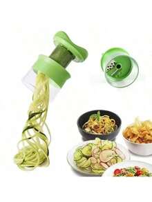 Handheld Duty Spiralizer Vegetable Slicer Vegetable Spiral Slicer Cutter Zucchini Pasta Noodle Spaghetti Maker Kitchen Gadgets - Green - View 1