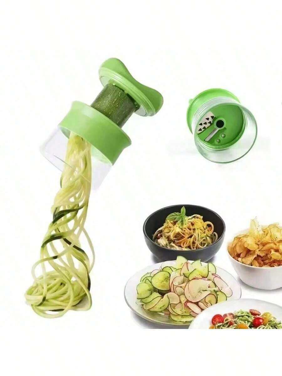 Handheld Duty Spiralizer Vegetable Slicer Vegetable Spiral Slicer Cutter Zucchini Pasta Noodle Spaghetti Maker Kitchen Gadgets - Green - View 1