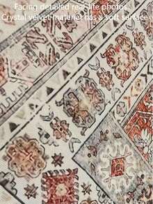 Vintage European Bohemian Oriental All-Over Upgraded Fabric & Material Delicate Clear Decorative Crystal Velvet Rug, With Striped Texture, Soft Crystal Velvet Material Without Pile, Suitable For Bedroom, Living Room, Closet, Children's Room, Multi-Purpose Room, Casual Home Decor, Room Decor, Exotic Style Carpet, Easy Cleaning And Maintenance For Home Use - Red - View 7