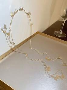 1 件夏季儿童蝴蝶流苏珍珠头带，甜美飘逸的奢华发饰，多层银色新款优雅百搭发箍，适合小女孩、新娘发饰，适合重要派对和日常外出 - 彩色 - 查看 7