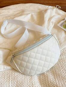 Embroidered Fashionable PU Leather Waist Bag For Teenagers, Girl's Crossbody Coin Purse