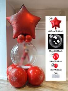 10 piezas/19 piezas/15 piezas Globos decorativos para fiesta de Navidad, renos gigantes, bastones de caramelo globos de papel de aluminio, globos rojos con forma de estrella de 18", globos transparentes de 24" (para envolver regalos), globos de látex rojos y dorados metálicos de 10", globos de látex rojos y dorados metálicos de 5", adecuados para Año Nuevo, Nochevieja, decoración de habitación 2026, arreglo interior - Multicolor - Ver 12