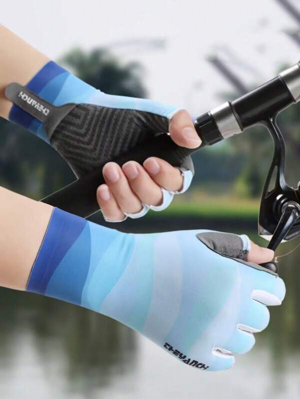 1 Pair Fingerless Fishing Gloves, Unisex, Lightweight Summer, Suitable For Outdoor Fishing, Cycling And Other Outdoor Sports