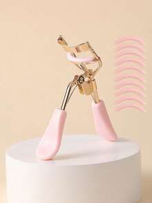 1pc Gold Eyelash Curler With 10pcs Replacement Pads, Essential Makeup Tool, Portable Eyelash Curler, Long-Lasting Natural Look, Suitable For All Eye Shapes, Home & Travel, Unisex