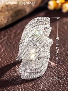 1 chiếc nhẫn đính đá CZ, thích hợp làm quà tặng cho đám cưới, ngày Valentine và các dịp khác. - 1 # - Xem 6