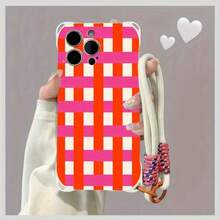 Funda para teléfono 1 pieza Una elegante correa para el hombro tipo bandolera, patrón Correa para el hombro tipo bandolera Correa de mano anticaída de cuatro esquinas Funda protectora para teléfono móvil Puede colgarse hacia atrás Funda para teléfono móvil suave adecuada para la serie 12 13 14 15 16 Pro Pro Plus - - Colores mixtos 1 - Ver 4