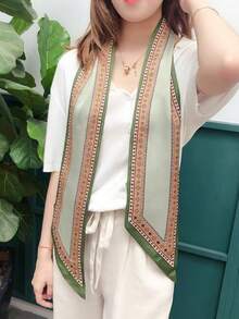 1pc Women's Decorative Long Neck Scarf, Spring/Summer/Autumn, Horse Knight Pattern And Multiple Uses, Lightweight & Artistic Hairband Bandana,Hair Band,Head Band Ideal For Dressing Up Your Look