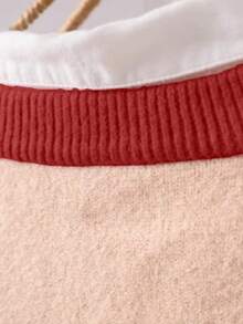 Cardigan casual cu dungi color block, mărime plus, toamnă/iarnă - Roz - Vizualizare 4