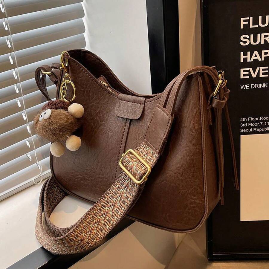 Women Crossbody - 咖 色不帶掛件 - 查看 1