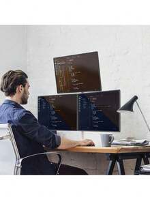 Triple Monitor Stand, Fully Adjustable Three Monitor Desk Mount Fits 3 Screens Up To 27 Inch, 22 Lbs.Weight Capacity Per Arm (M003-W), White - 白色 - 查看 3