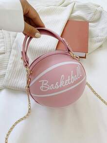 女士单肩包、新奇包包、篮球形状链条包迷你字母图形篮球设计圆形包、时尚链条单肩圆形钱包、手提拉链包 女士单肩包、新奇包包篮球形状链条包迷你字母图形篮球设计圆形包、时尚链条单肩圆形包、手提拉链包篮球手提包小圆包 BasketbalBag 字母印花单肩包款式随机发货 - 米色 - 查看 7