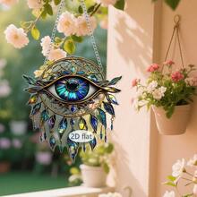1 pezzo Decorazione in acrilico a 2D piatto con occhio di diavolo e cattura-sole, decorazione da esterno creativa, decorazione per casa, perfetta per decorare stanze, camere da letto, finestre, caffè, regalo ideale per famiglia e amici. - Catena porta-tag in acrilico - Visualizzare 4