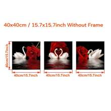 3 件套浪漫天鹅与红玫瑰女战士 5D 钻石画套装，初学者和成人 DIY 全钻钻石艺术装饰套装，适用于家居墙面装饰、手工小礼物、节日礼物